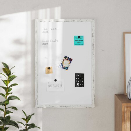 Flash Furniture Bristol 24x36 Wall Mount White Board w/Included Dry Erase Marker, 4 Magnets, and Eraser, Whitewashed HGWA-WHITE-24X36-WHTWSH-GG